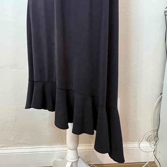 Moulinette Soeurs Raneri One Shoulder Dress Modal Ruffled Hem Detail Dark Gray S - Picture 4 of 11